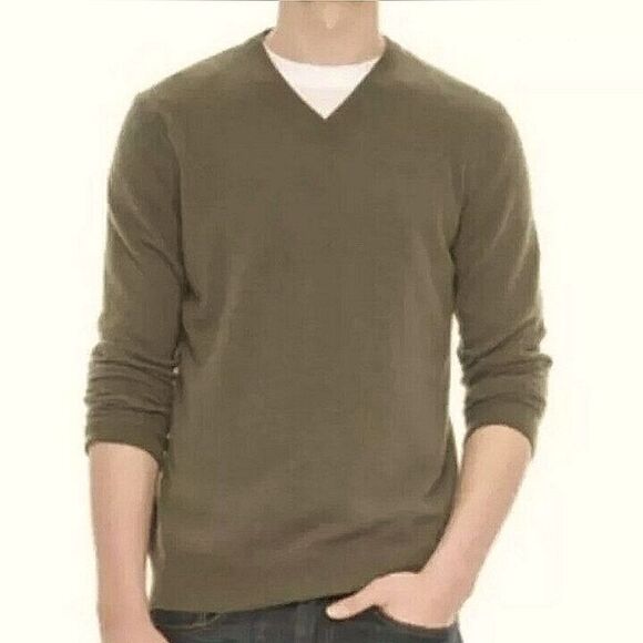 Mantovani Studio Men's Brown Cashmere V-neck Long Sleeve Sweater - Picture 1 of 15